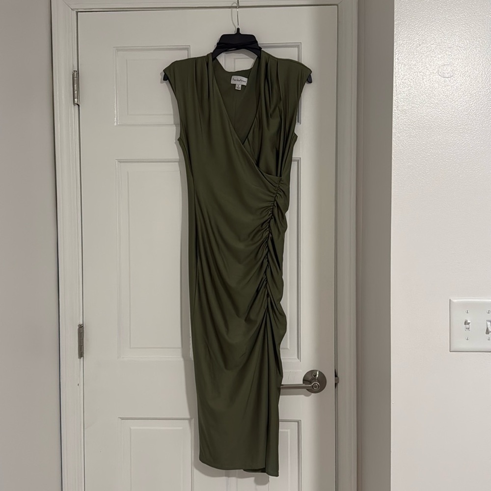 Premier Amour Womens Midi Sheath Dress Olive Size 4